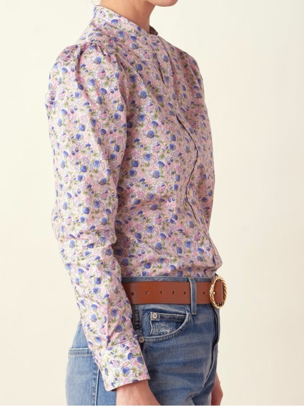 The Shirt by Rochelle Behrens Floral Button-Up Size L Lightweight Pre‑Loved